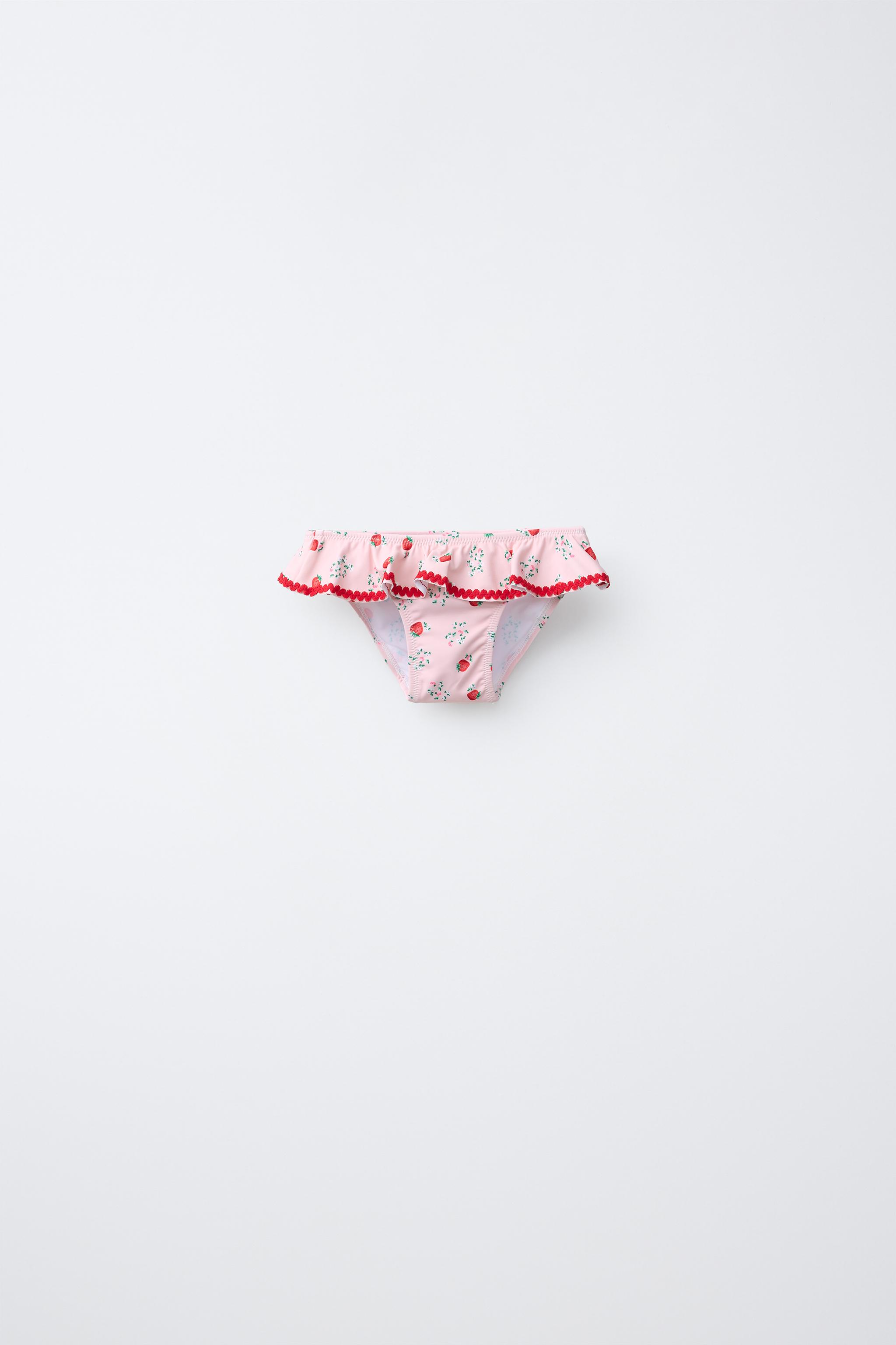 1-6 ANS/ LOT DE DEUX CULOTTES BAIN À VOLANTS ET FRAISES
